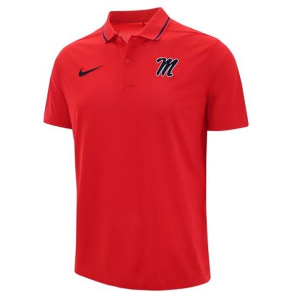 Nike Ole Miss Rebels Dri-FIT Polo Shirt Red Coach Team Gear size Medium - Picture 1 of 6